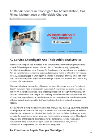 AC Service Center Number in Chandigarh