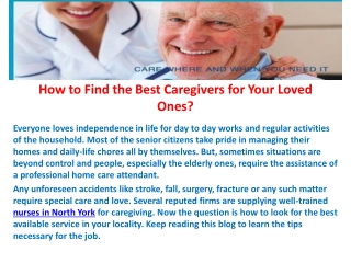 How to Find the Best Caregivers for Your Loved Ones?