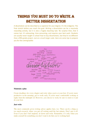 Four Things You Must Do To Write A Better Dissertation