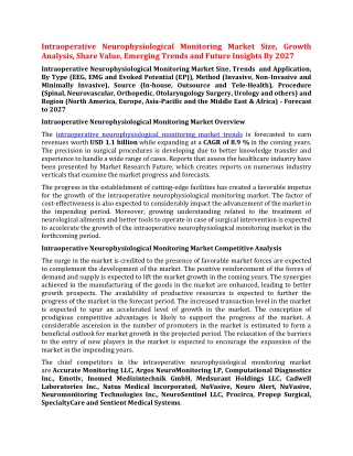 Intraoperative Neurophysiological Monitoring Market Size, Growth Analysis, Share Value, Emerging Trends and Future Insig