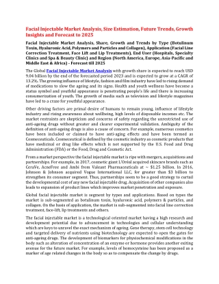 Facial Injectable Market Analysis, Size Estimation, Future Trends, Growth Insights and Forecast to 2025
