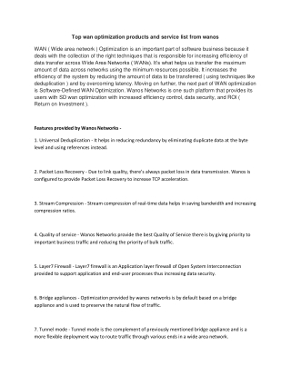 Top wan optimization products and service list from wanos