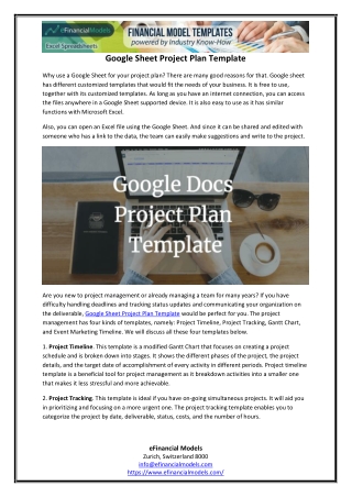 Google Sheet Project Plan Template