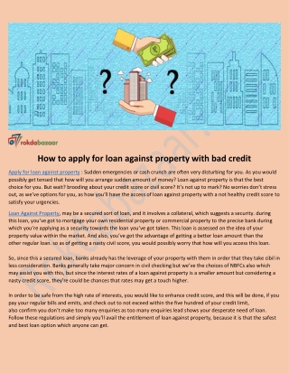 How to apply for loan against property with bad credit