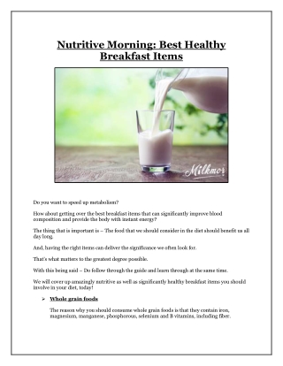 Nutritive Morning: Best Healthy Breakfast Items