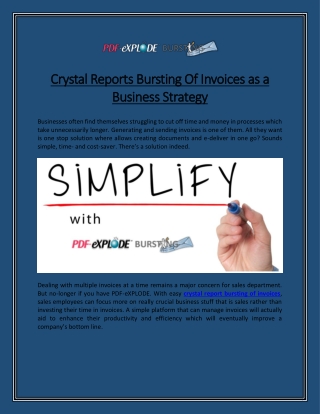 Crystal Reports Bursting Of Invoices as a Business Strategy