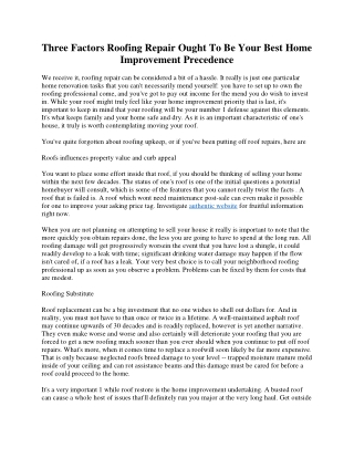 Three Reasons Roof Repair Should Be Your Top Home Renovation Precedence