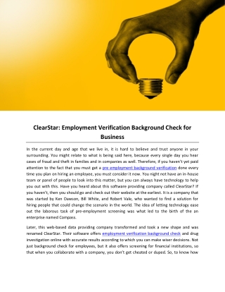 ClearStar: Employment Verification Background Check for Business