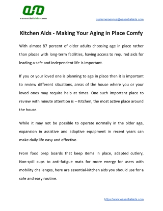 Kitchen Aids - Making Your Aging in Place Comfy