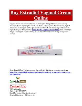 Buy Estradiol Vaginal Cream Online