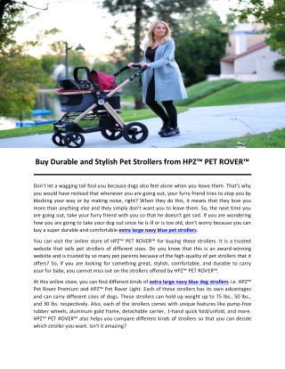 Buy Durable and Stylish Pet Strollers from HPZ™ PET ROVER™