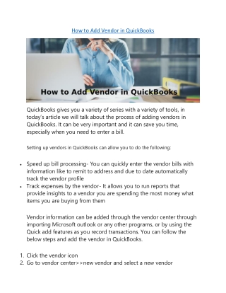 How to Add Vendor in QuickBooks