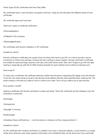 Check Types Of SSL Certificates And How They Differ