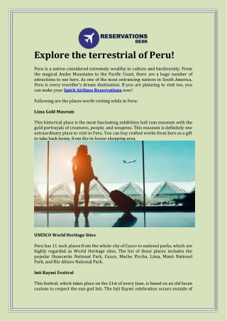 Explore the terrestrial of Peru!