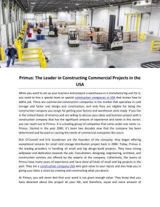 Primus: The Leader in Constructing Commercial Projects in the USA