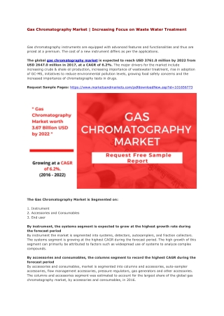 Gas Chromatography Market | Increasing Focus on Waste Water Treatment