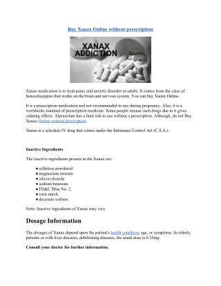 Buy Xanax Online without prescription