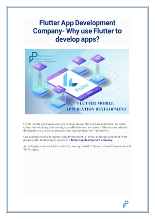 Flutter App Development Company- Why use Flutter to develop apps?