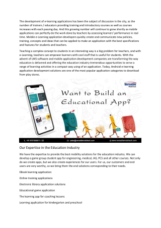 E learning mobile application development company