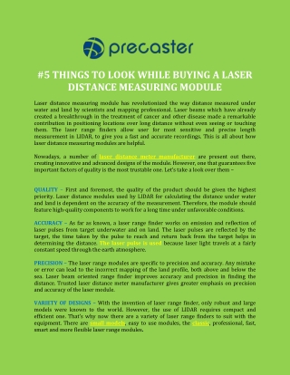 #5 Things to Look While Buying a Laser Distance Measuring Module