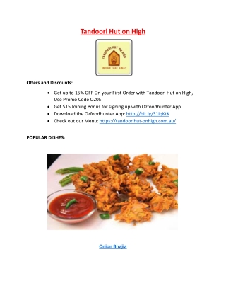 Tandoori Hut on High – 15% off – Indian Restaurant Windsor VIC.