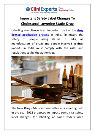 Important Safety Label Changes To Cholesterol-Lowering Statin Drug