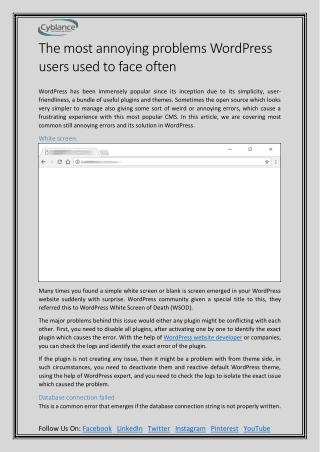The most annoying problems WordPress users used to face often