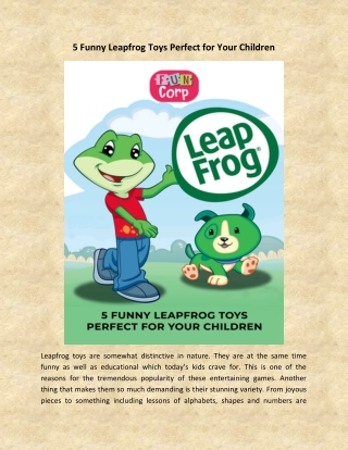 5 Funny Leapfrog Toys Perfect for Your Children