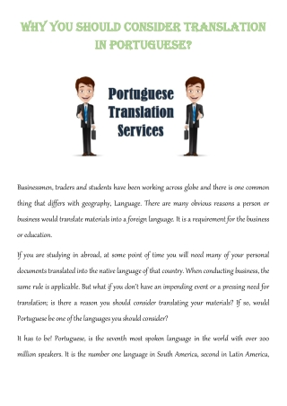 Why you should consider translation in Portuguese?