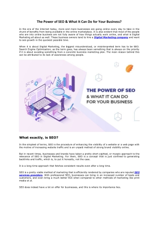 The Power of SEO & What It Can Do for Your Business?