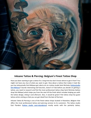 Inksane Tattoo & Piercing: Belgium’s Finest Tattoo Shop