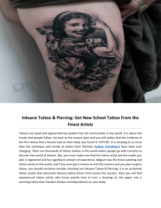 Inksane Tattoo & Piercing: Get New School Tattoo From the Finest Artists