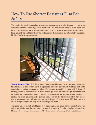 How To Use Shatter Resistant Film For Safety