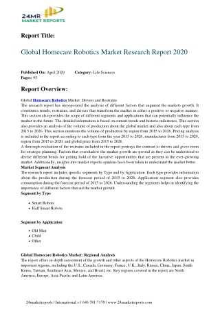 Homecare Robotics Market Research Report 2020