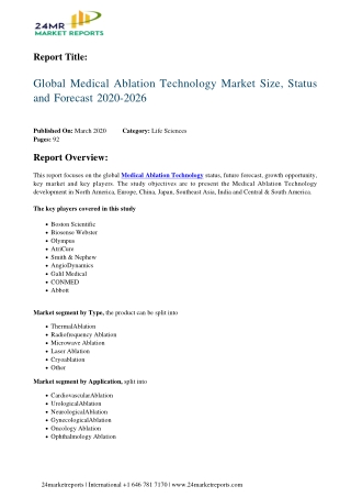 Medical Ablation Technology Market Size, Status and Forecast 2020-2026