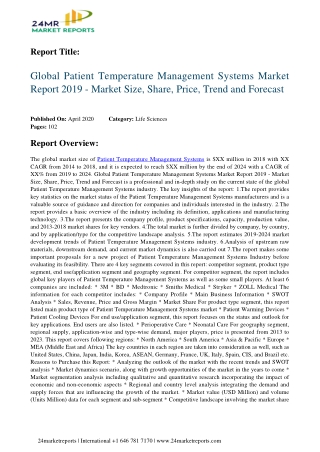 Patient Temperature Management Systems Market Report 2019