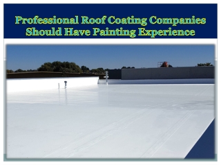 Professional Roof Coating Companies Should Have Painting Experience