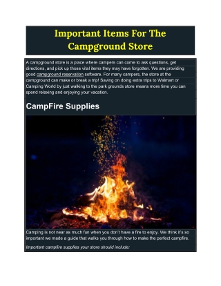 Important Items For The Campground Store