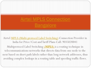 Airtel MPLS Connection Provider Bangalore | Call: 9035020041 | Price/Cost and Tariff Plans