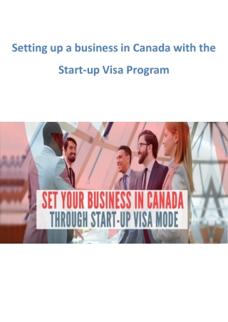 Setting up a business in Canada with the Start-up Visa Program