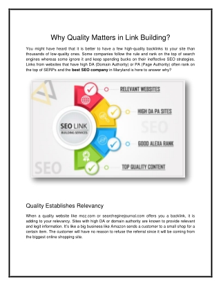 Link Building Quality- Best SEO Company