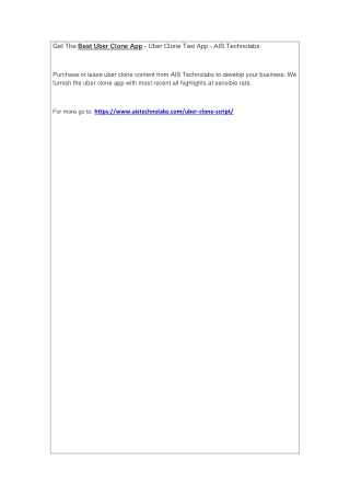 Get The Best Uber Clone App - Uber Clone Taxi App - AIS Technolabs