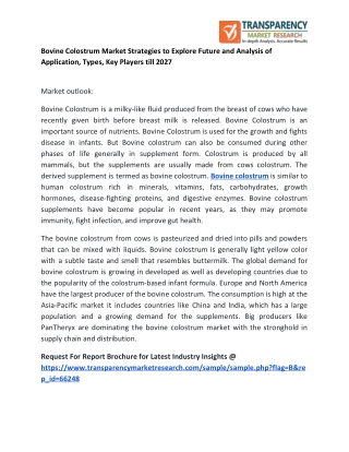 Bovine Colostrum Market Strategies to Explore Future and Analysis of Application, Types, Key Players till 2027