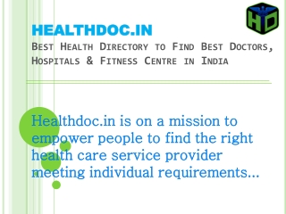 Healthdoc.in - Best Health Directory to Find Best Doctors, Hospitals & Fitness Centre in India