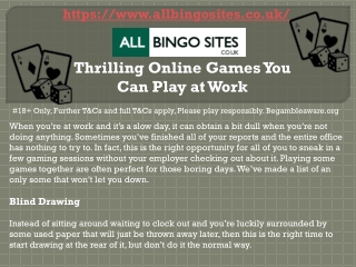 Thrilling Online Games You Can Play at Work