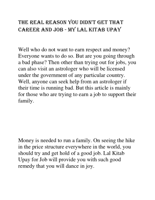 The Real Reason you didn't get that Career and Job - My Lal Kitab Upay