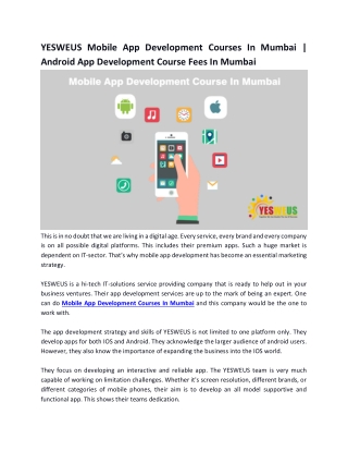 Mobile App Development Course In Mumbai | Yesweus Digital Academy