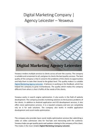 Digital Marketing Agency | Company Leicester - Yesweus