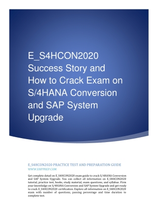 SAP S_4HANA Conversion and SAP System Upgrade E_S4HCON2020 Certificati