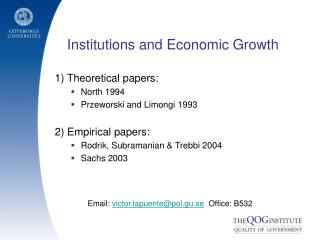 Institutions and Economic Growth